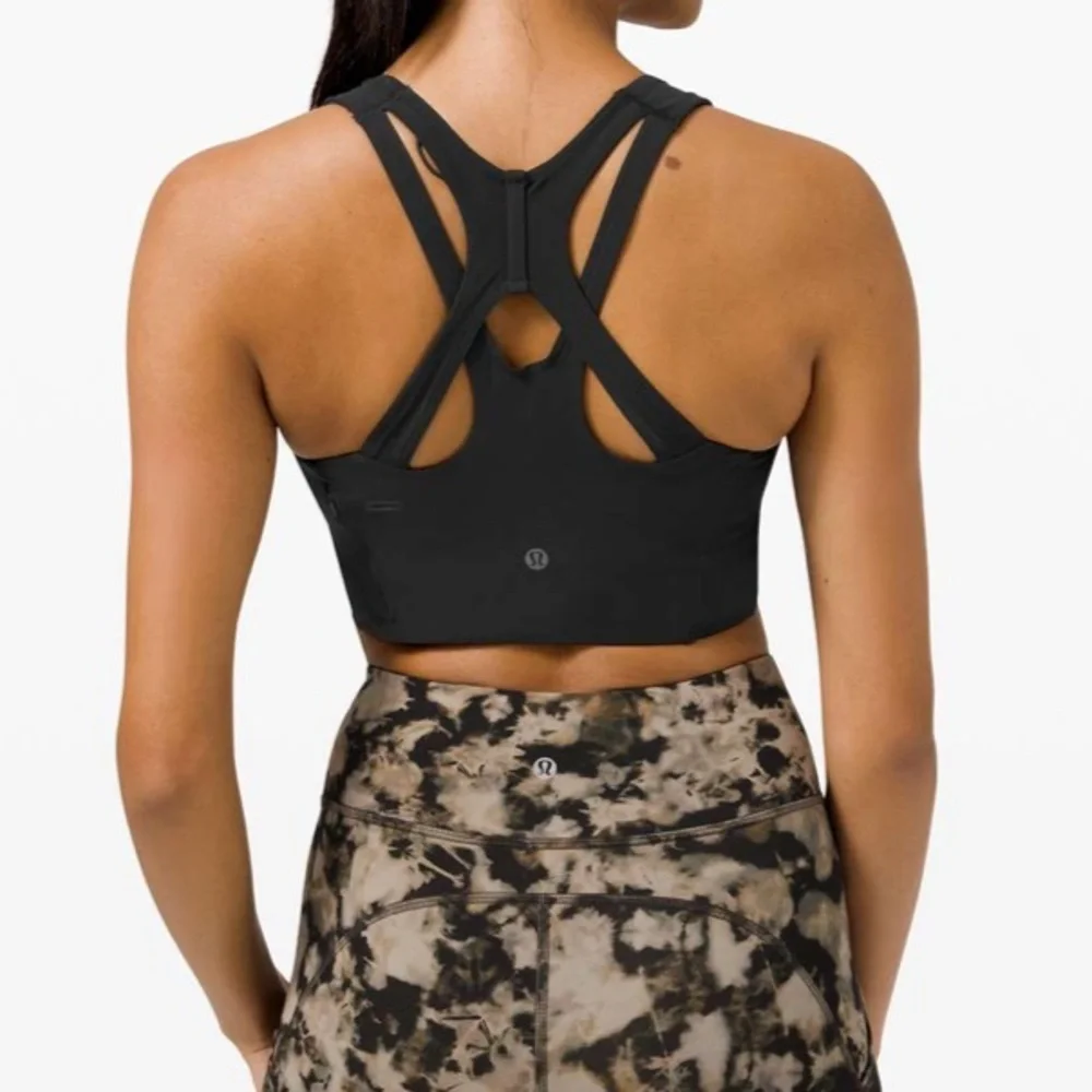 Lululemon Stash It Bra Black Size 6 Medium Support B/C Cup Zip Pocket